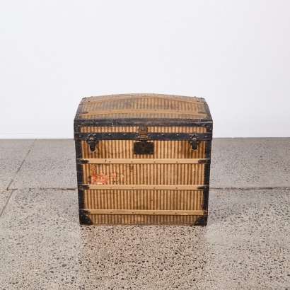 An Antique Canvas and Wood Trunk