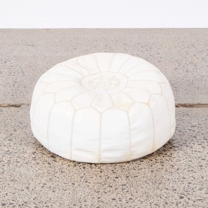 A White Leather Pouf