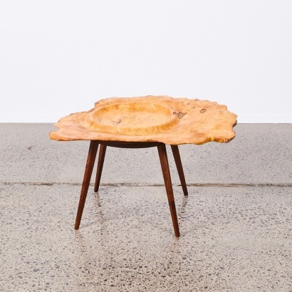A New Zealand Made Modernist Poplar Burl Coffee Table