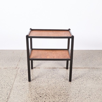 A Dark Oak and Black Two Tier Stand