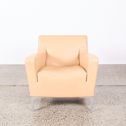 A Genuine Leather Beige Armchair