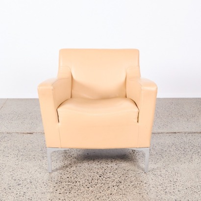 A Genuine Leather Beige Armchair