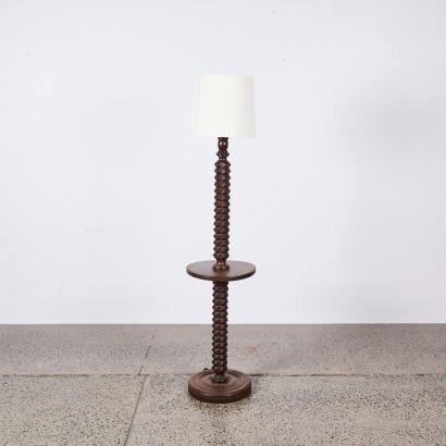 A 1940s French Wooden Carved Studded Floor Lamp ex Vitrine