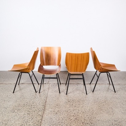 A Set of Four Shell Dining Chairs by Rex Kralj