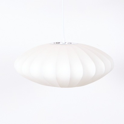 A George Nelson Style Flying Saucer Cocoon Pendant Lamp