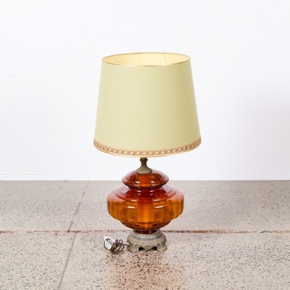 An Amber Art Glass Lamp
