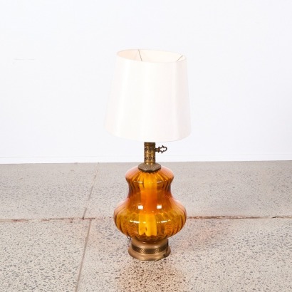 An Amber Art Glass Lamp