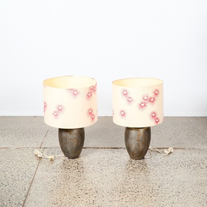 A Pair of Large Table Lamps with Pohutukawa Light Shades