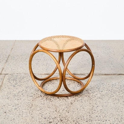 A Vintage Cane & Rattan 'Ring' Side Table