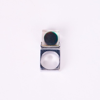 A Silver And Resin Brutalist Vintage Ring