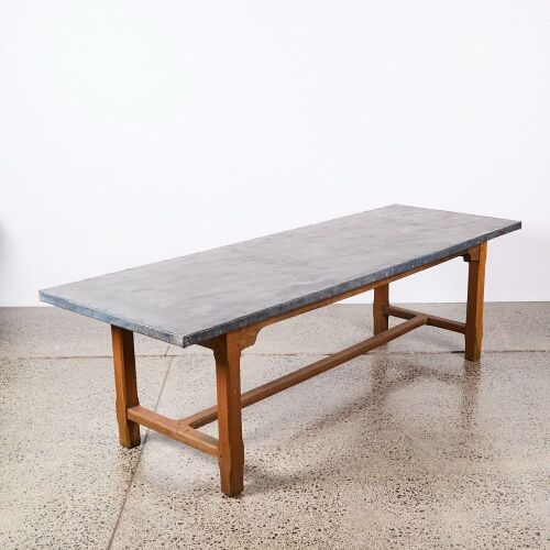 A French Oak and Zinc Dining Table