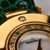 18ct Yellow Gold, Rare, 25mm Jaeger LeCoultre Carnet De Rendezvous' Diamond / Emerald Quartz Wristwatch, circa 1999 - 2