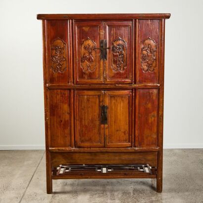A Chinese Old Wooden Four Door Cabinet