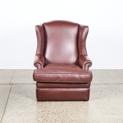 A Brown Leather Wingback Chair