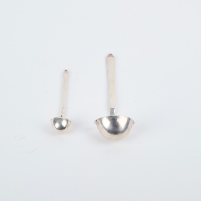 A Pair Of Georg Jensen Pyramid Sterling Silver Ladles