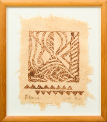 A Framed Maori Tapa Cloth