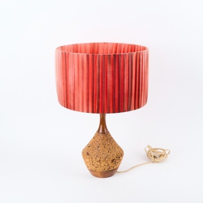 A Vintage Teak And Cork Table Lamp