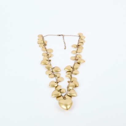 A Vintage 'Joan Rivers' Long Brushed Golden Heart Necklace