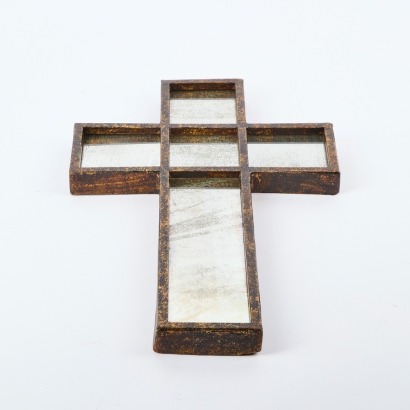 A Cross Form Wall-Hung Mirror with Iron Frame
