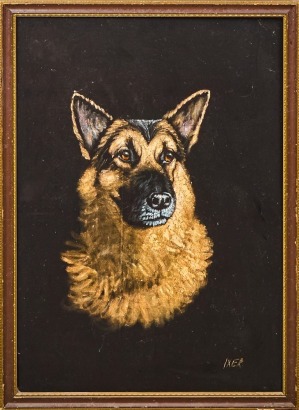 A Velvet Painting of an Alsatian