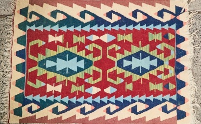 A Vintage Turkish Kilim Terracotta, Sage, Multi