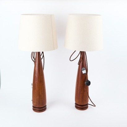A Pair of Mid-Century Danish Teak Table Lamps