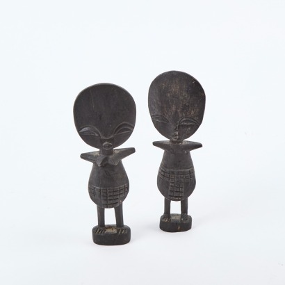 A Pair of Decorative Wooden Fertility Dolls, Ghana A/F