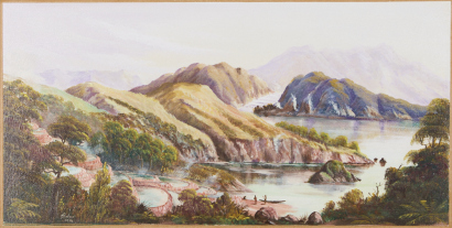 PHILLIP JAMES O'SULLIVAN Pink and White Terraces (Lake Rotomahana and Mount Tarawera)