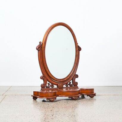 A Victorian Mahogany Swing Frame Dressing Mirror With Jewellery Compartments.