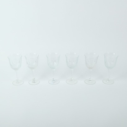 A Set of Six Crystal Wine Glasses
