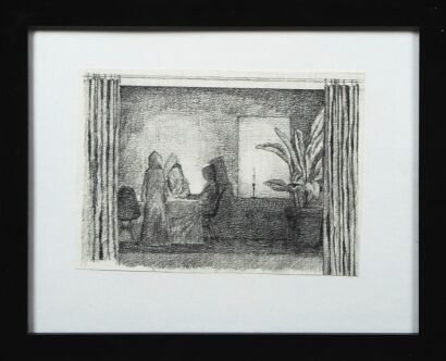 A Drawing of a Candlelit Scene