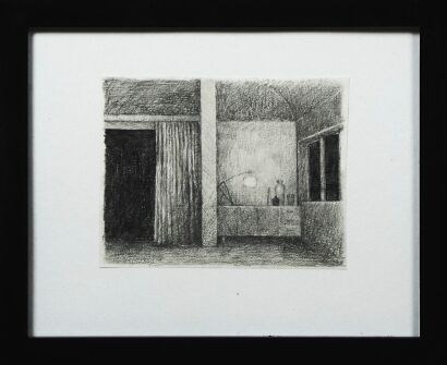 A Drawing of a Lamplit Room