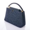 Louis Vuitton, Bleu Marine Tweed / Noir Calfskin Capucines MM Bag - 3