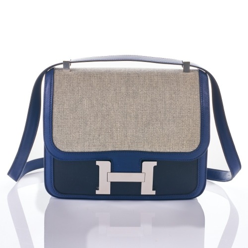 Herm&egrave;s, Bleu Encre Swift Ecru Toile Constance 24