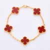 Van Cleef & Arpels, Vintage Alhambra, 18ct Yellow Gold Carnelian Bracelet with Box - Near new