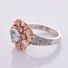 18ct White / Rose Gold, .57ct Heart Shaped Fancy Light Bluish Green / 1.60ct Diamond Ring - 2