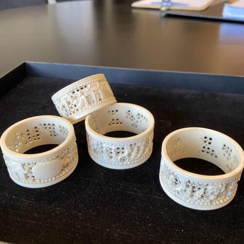 Four Carved Napkin Ring