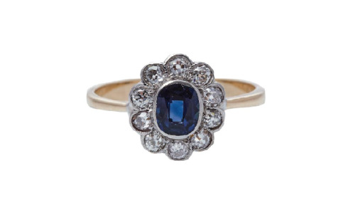 18ct Antique Sapphire and Diamond Ring