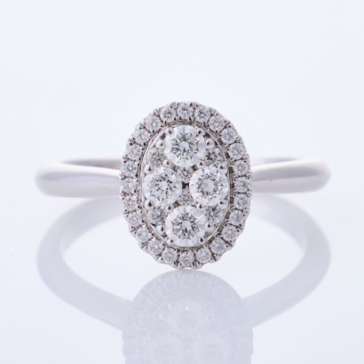 14ct White Gold, .47ct 'Saturn Diamond Cluster Ring' - As new