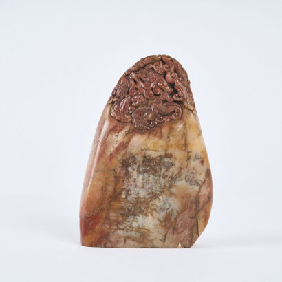 A Qianlong Shou Shan Steatite Seal