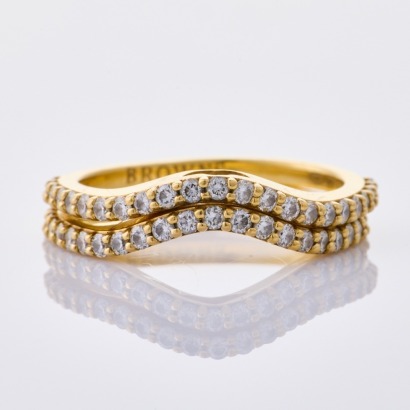 Browns Jeweller, 18ct Yellow Gold, .60ct Set of Two Curved Diamond Bands