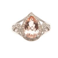 14ct White Gold Morganite Diamond Ring