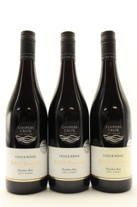 (3) 2017 Coopers Creek Select Vineyards 'Chalk Ridge' Syrah, Hawke's Bay