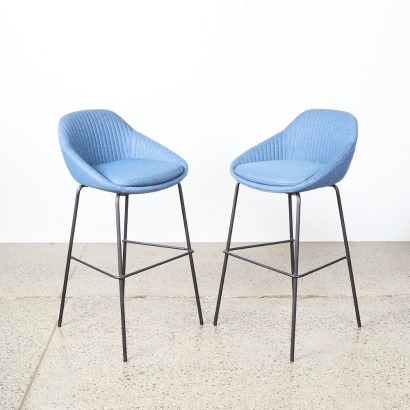 A Pair Of Compose Upholstered Stools