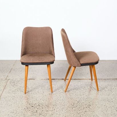 A Pair Of Mid-Century Upholstered Dining Chairs