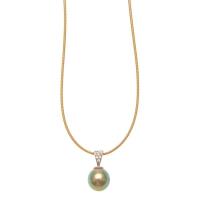 Platinum Tahitian Pearl and Diamond Necklace