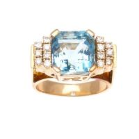 14ct Aquamarine Diamond Ring