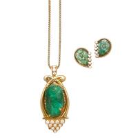 An Important 18ct Emerald Necklace and Earring Set
