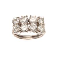 Platinum White Gold Two Row Diamond Ring