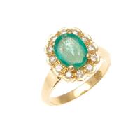 18ct Emerald Diamond Cluster Ring